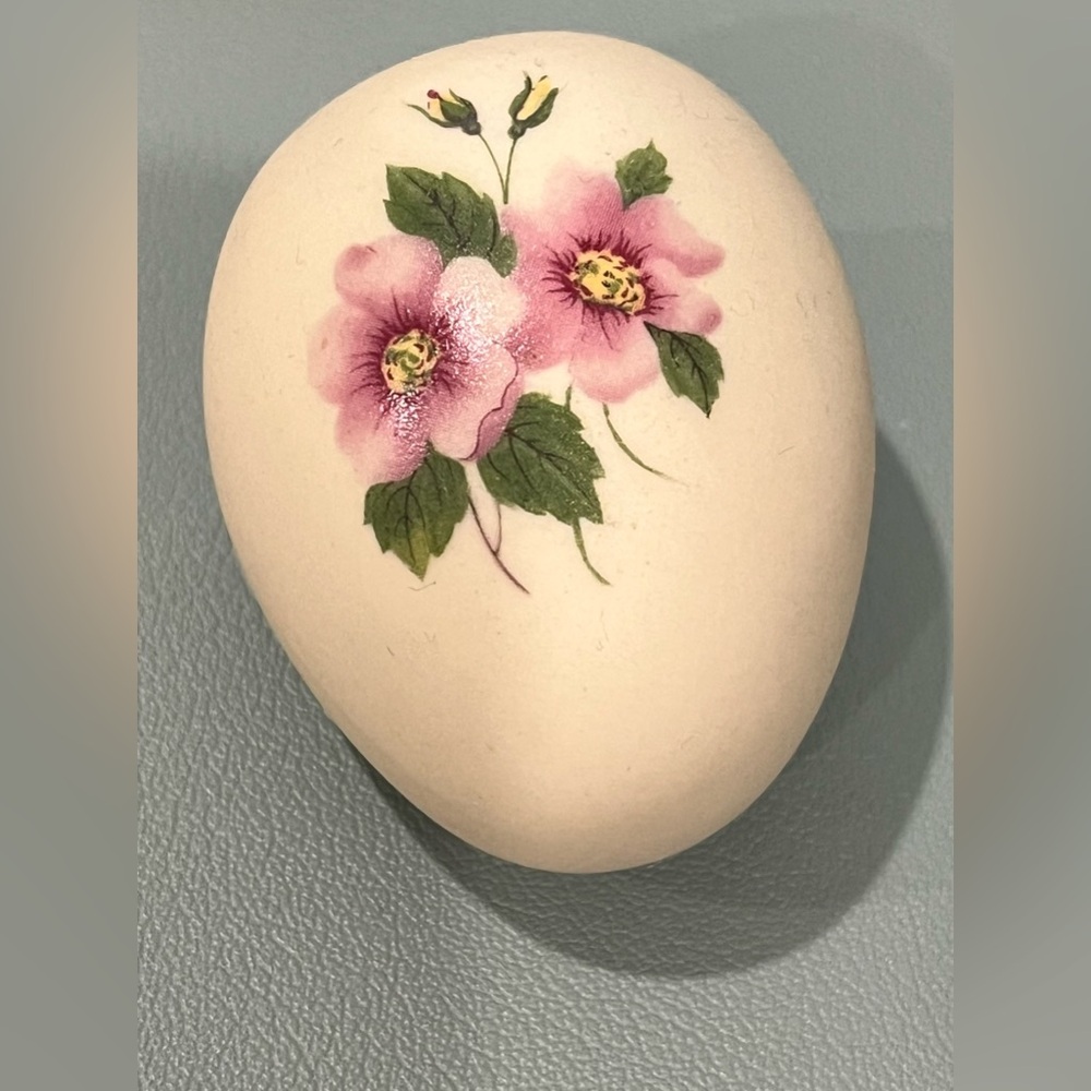 Two Small Vintage Hand Painted Flower Porcelain Eggs
